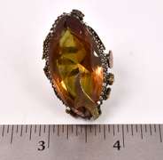 Fantastic Huge 26.15CTS Marquise-Cut Gold Topaz Ring in Sterling Silver