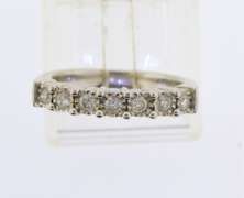 Sterling Silver Half Way Diamond Band