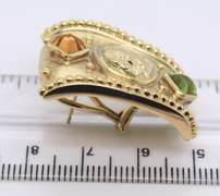 Optimal Yellow Gold Byzantine Citrine and Peridot Huggie Earrings w Cert