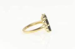 10K Yellow Gold Black Onyx Scalloped Squared Statement Ring