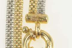 14K White Gold Two Tone Box Mesh Knot Chain Statement Necklace