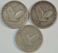 1929-P, 1929-D, & 1929-S Standing Liberty Quarters in XF