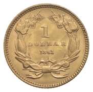 1861 $1 Indian Princess Head Gold Dollar