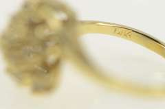 14K Yellow Gold 0.44 Ctw Diamond Swirl Cluster Spiral Statement Ring