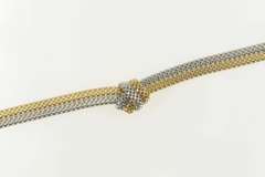 14K White Gold Two Tone Box Mesh Knot Chain Statement Necklace
