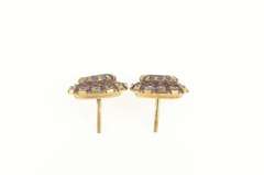 14K Yellow Gold Victorian Oval Amethyst Halo Screw Back Earrings