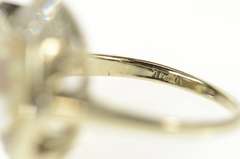 14K White Gold Classic Retro Pearl Diamond Halo Cocktail Ring