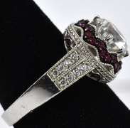 Sterling Silver CZ And Ruby Ring