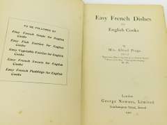 1900 French Dishes for English Cooks Antique Cookbook