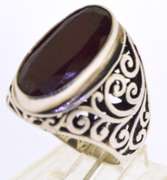 Sterling Silver Carnelian Middle Eastern Design Ring