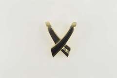 14K Yellow Gold Black Onyx Diamond X Criss Cross Slide Pendant
