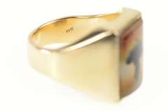 10K Yellow Gold Men's Squared Dendritic Agate Baobab Tree Ring
