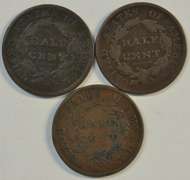 1828, 1833, & 1834 Classic Head Half Cents in circ