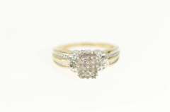 10K Yellow Gold Squared Oval Cluster Diamond Statement Ring