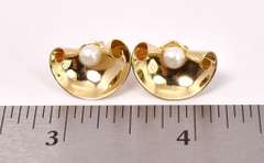 Creative Pearl Post Earrings in 14K Yellow Gold