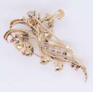 Fantastic 18kt opal and Ruby Flower Brooch