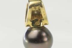 14K Yellow Gold Pearl Pave Diamond Square Slide Statement Pendant