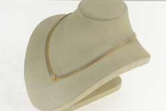 14K White Gold Two Tone Box Mesh Knot Chain Statement Necklace