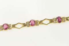 18K Yellow Gold 4.94 Ctw Ruby Diamond Honeycomb Tennis Bracelet