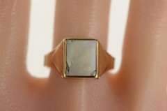 14K Yellow Gold 1960's Squared Men's Opal Statement Ring