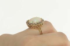 14K Yellow Gold 5.98 Ctw Natural Opal Diamond Cocktail Ring