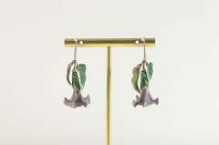Sterling Silver Purple Blue Bell Enamel Flower Dangle Earrings