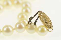 14K Yellow Gold Classic Retro Pearl Strand Statement Necklace