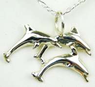 Sterling Silver Trio of Dolphins Necklace