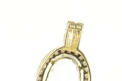 14K Yellow Gold Oval Blue Topaz Diamond Halo Statement Pendant