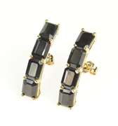 10K Yellow Gold 9.00+ Ctw Natural Sapphire Bar Statement Earrings