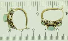 Sterling Silver Aqua Color Stone Half Moon Hoop