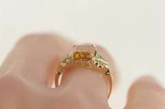 10K Yellow Gold Emerald Cut Synthetic Citrine Diamond Ring