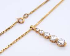 Vintage Sterling Silver Cubic Zirconia Pendant on Chain