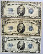 2 $10 1934 & a 1934 D Silver Certificates