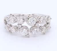 Charming White Gold 2 Row Round Brilliant Cut Diamond Band