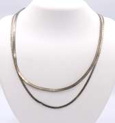 Lot of 2 Vintage Sterling Silver Herringbone Necklaces