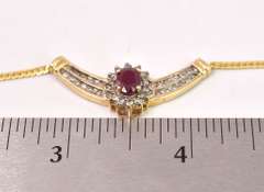 Elegant Ruby and Diamond Pendant Necklace in 18K Yellow Gold