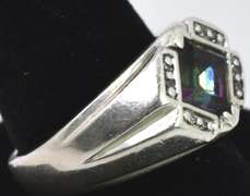 Men's Mystic Topaz Ring With Diamond Accents