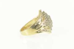 10K Yellow Gold 1.00 Ctw Diamond Encrusted Cluster Statement Ring