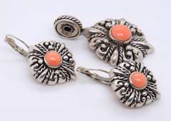 Vintage Sterling Silver Gemstone Earrings with Matching Pendant