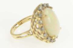 14K Yellow Gold 5.98 Ctw Natural Opal Diamond Cocktail Ring