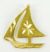 14K Yellow Gold Sailboat Pendant