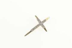14K Yellow Gold Classic Diamond Cross Christian Faith Pendant