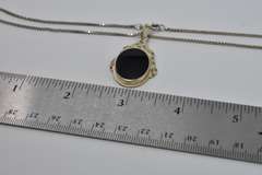 Silver Onyx Pendant with Marcasite Accents