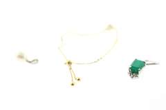 3 Pack - Emerald and Diamond Pendant, Pearl and Diamond Pendant, and Baby Bracelet with Pearl Cluster and Diamonds