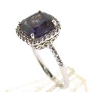 Sterling Silver Cushion Cut Purple Spinel Ring