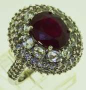 Sterling Silver Four CT Ruby Cocktail Ruby Rin