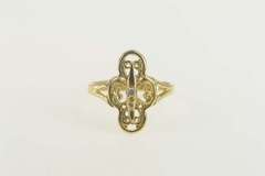 14K Yellow Gold Diamond Ornate Scroll Filigree Statement Ring