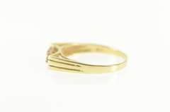 14K Yellow Gold Retro Squared Pink Topaz Diamond Quartz Ring