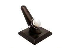 Oval Opalesque White Stone In Tibetan Silver